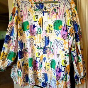 Chico's Touch of Cool Size 4 (20-22) Smck Cuff Sleeve Purple Nightshade Comfy!